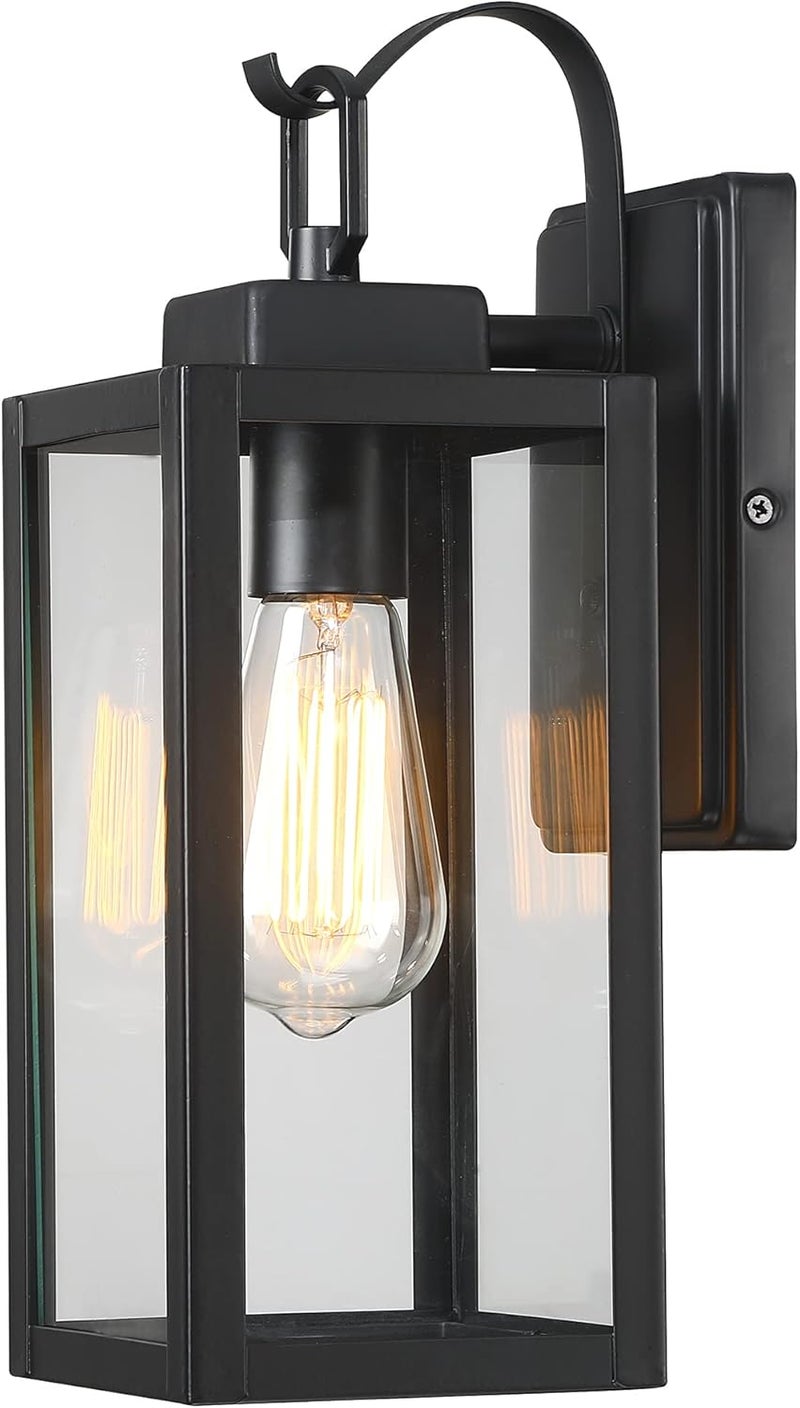 ricco Outdoor Wall Lights, Matte Black Exterior Light Fixtures with Clear Glass Shade, Waterproof Front Porch Lighting, Modern Sconces Lantern for Outside, House, Garage, E26 Socket, ETL Listed - Image 1